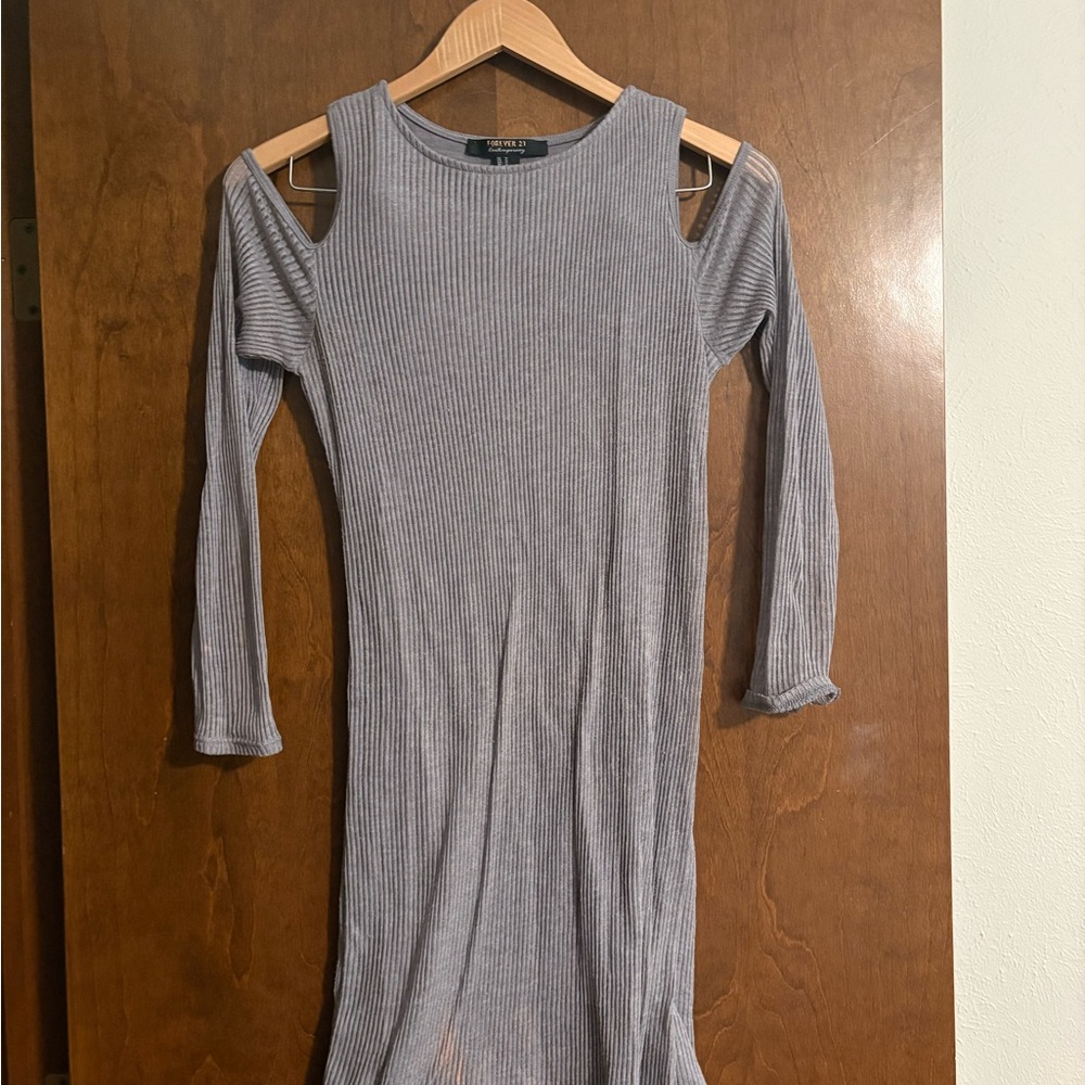 cold shoulder gray mini dress